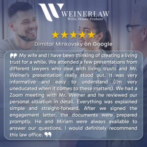 Weiner Law Client Testimonial From Dimitar Minkovsky