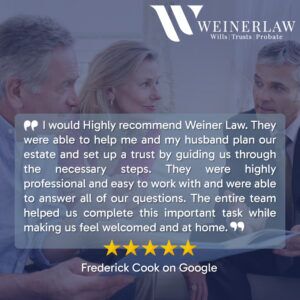 Weiner Law Client Testimonial From Frederick Cook